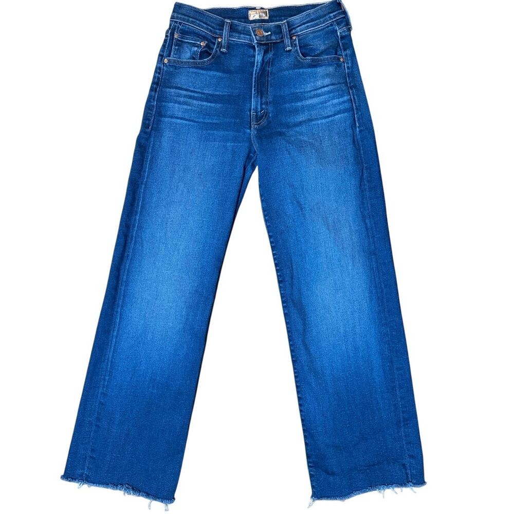 MOTHER The Rambler Ankle Jeans Medium Wash Wide Straight Raw Fray Hem Womens 26